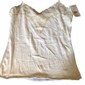 NWT Clue lace jewel cami tank top L white bling